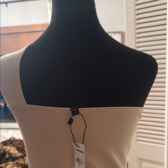 Express One-Shoulder Beige Dress - Picture 3 of 8